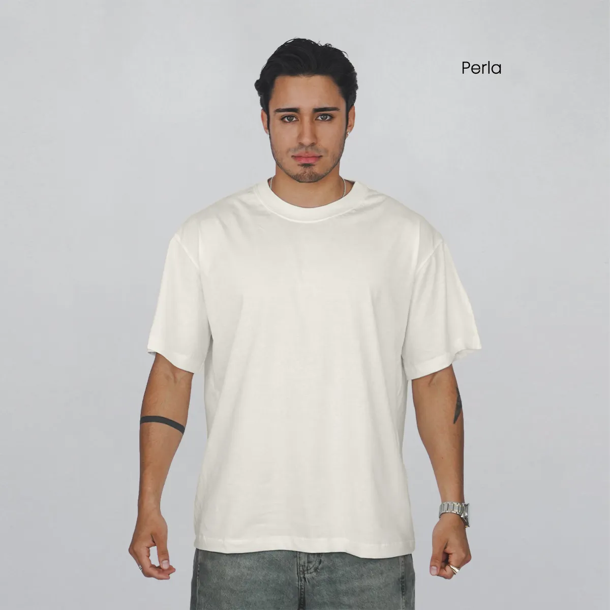 GENERICO - Polo Oversize 100% Algodon Unisex-Perla