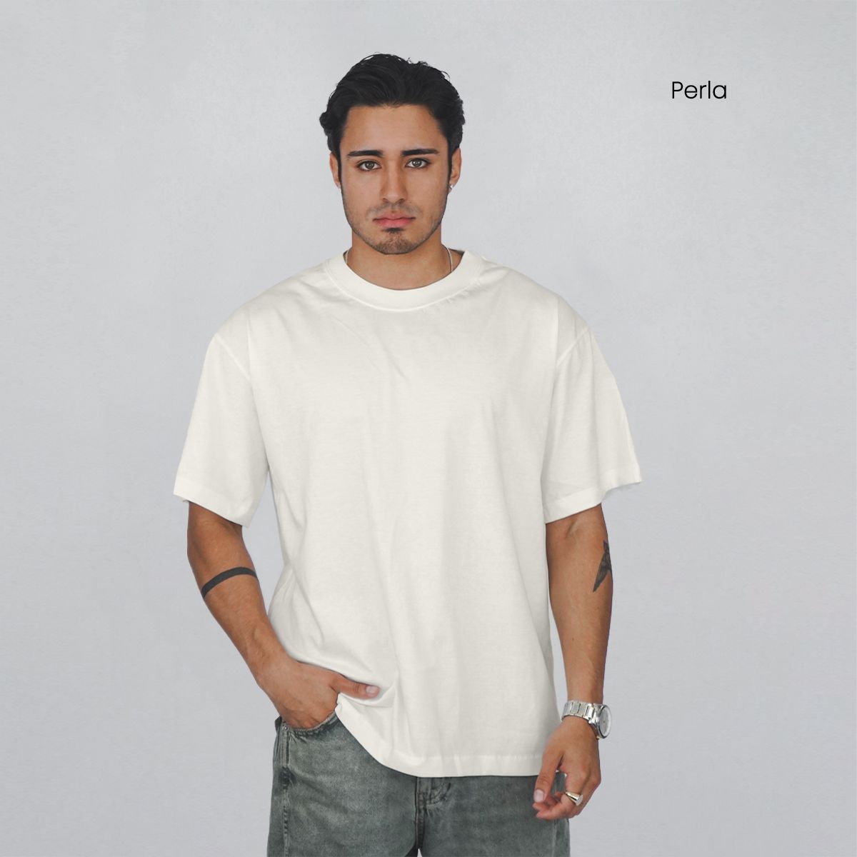 GENERICO - Polo Oversize 100% Algodon Unisex-Perla