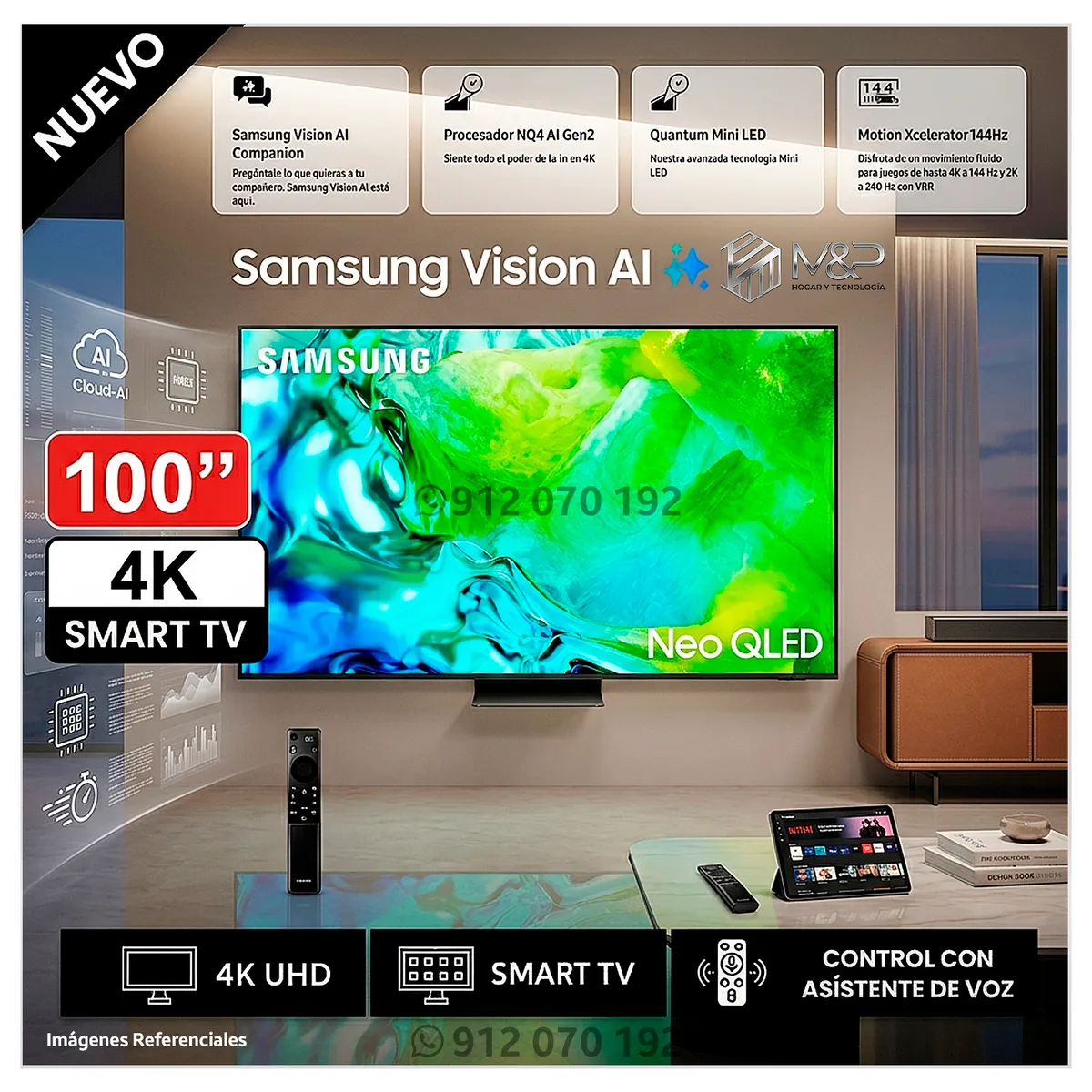 SAMSUNG - Televisor Samsung 100" Pulg QN100QN80HGXPE Neo QLED UHD 4K Modelo 2026