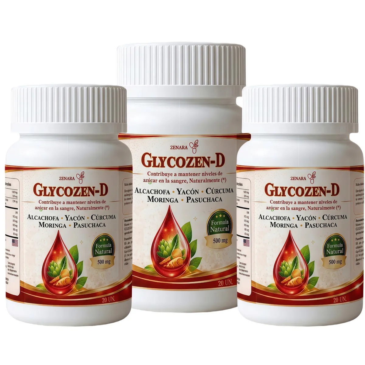GENERICO - GLYCOZEN-D BALANCE NATURAL REGULA LOS NIVELES DE AZÚCAR - PACK X3