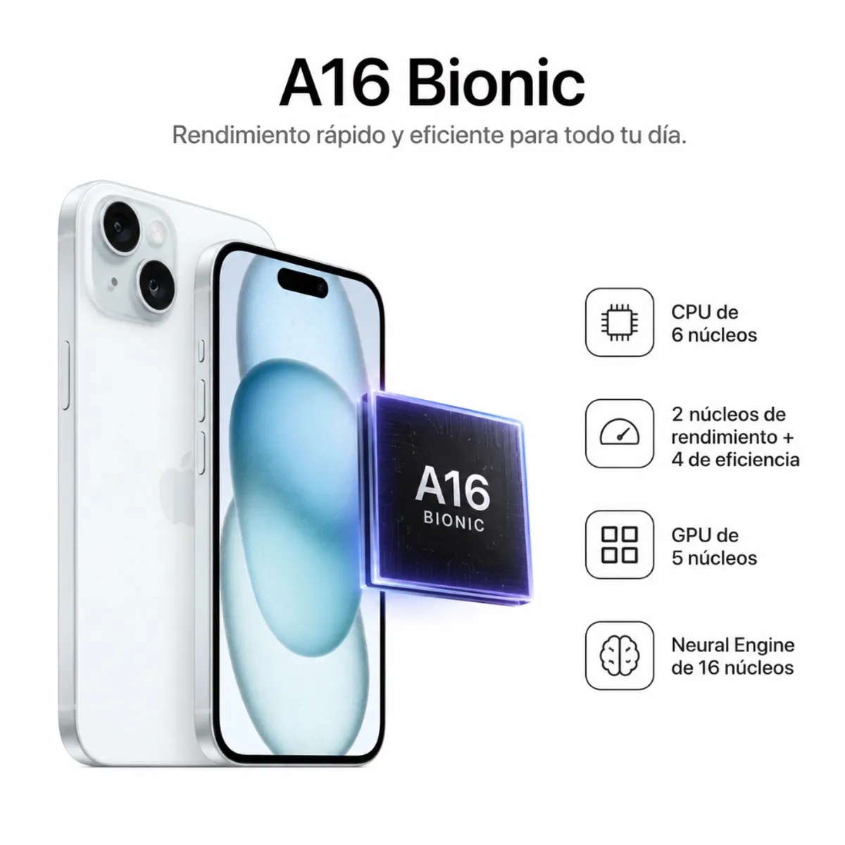 APPLE - IPHONE 15 128GB CHIP A16 BIONIC ESIM - BLUE