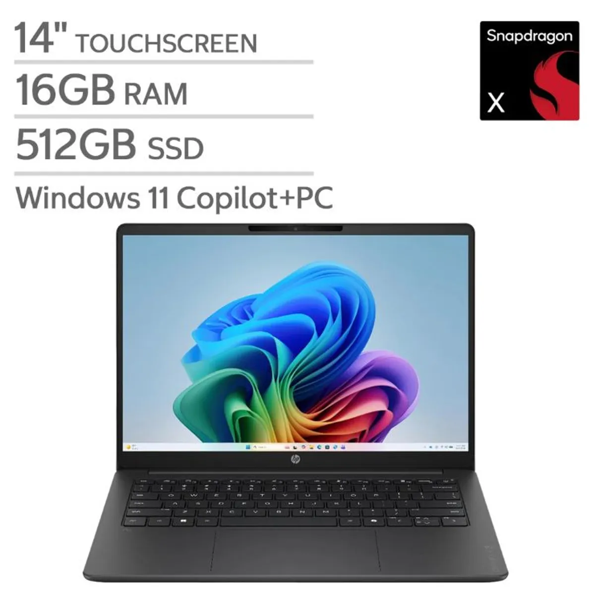HP - Laptop HP OmniBook Snapdragon X 8-Core 16GB 512GB SSD 14 WUXGA Touch Win11.