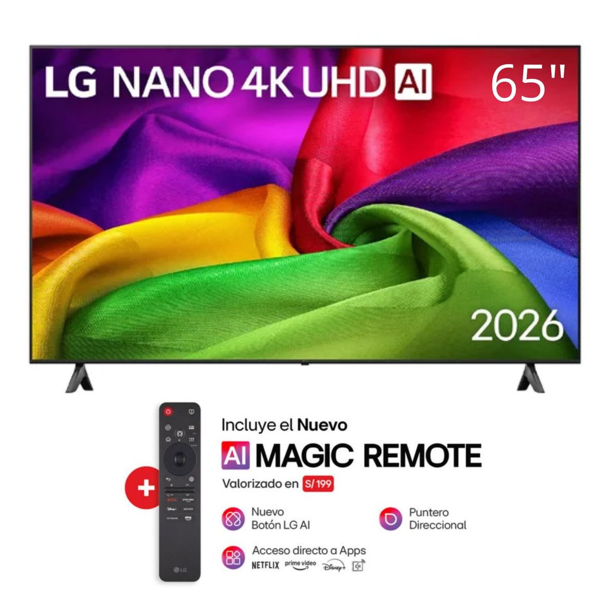 Televisor LG 65" NANO 4K UHD AI Smart TV 65NU800BPSB - 2026, marca LG - Foto Principal
