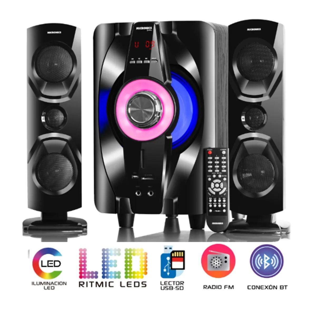 MICRONICS - Parlante Micronics 2.1 Shelby MIC S7011BT Negro