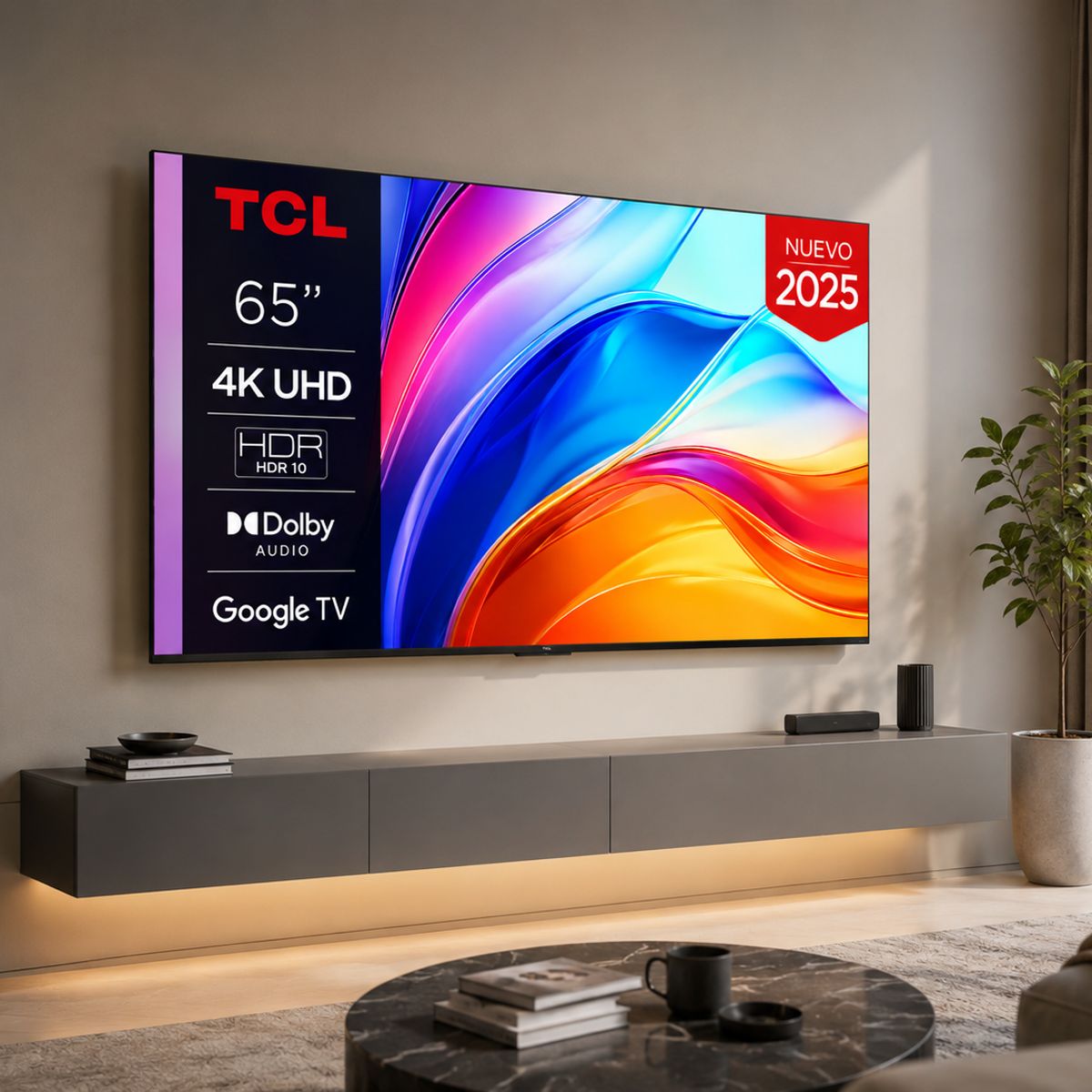 TCL - Smart TV TCL 65” UHD 4K Google TV  Modelo 65V6C