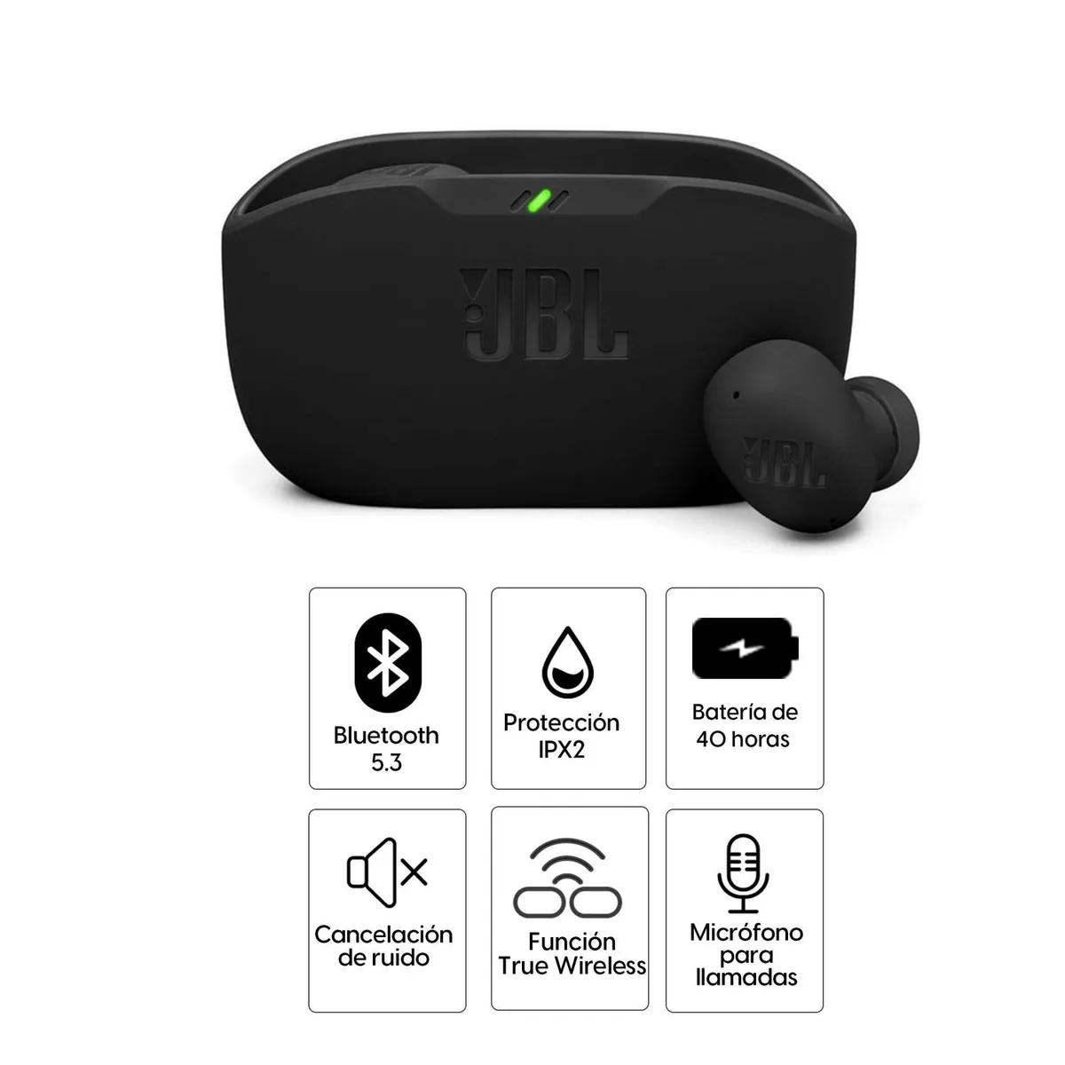 JBL - Audífonos Bluetooth JBL Wave Buds 2 ANC 40h IP54 Negro