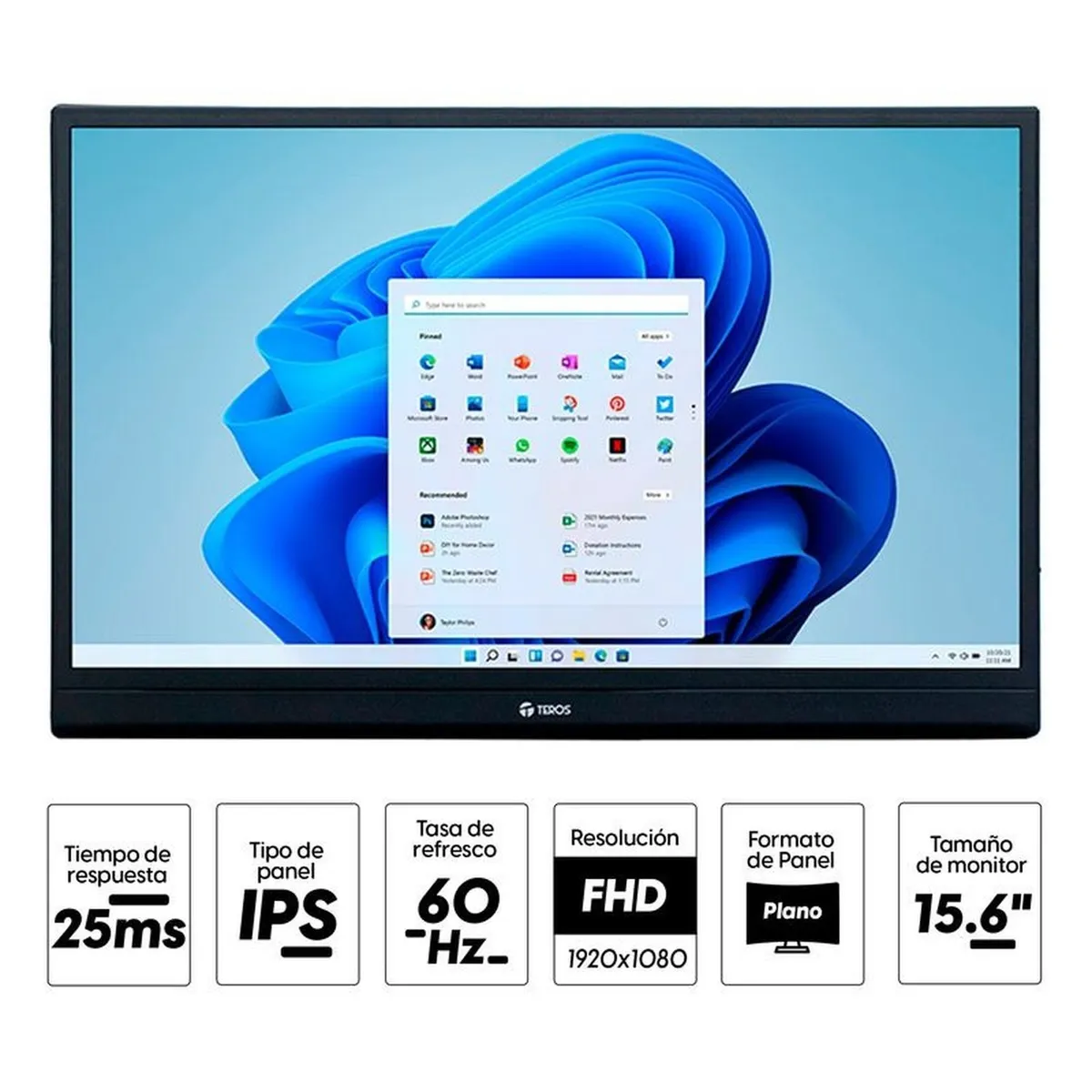 Teros - Monitor portátil TEROS TE-1501S 15.6" IPS FHD Mini HDMI/USB-C
