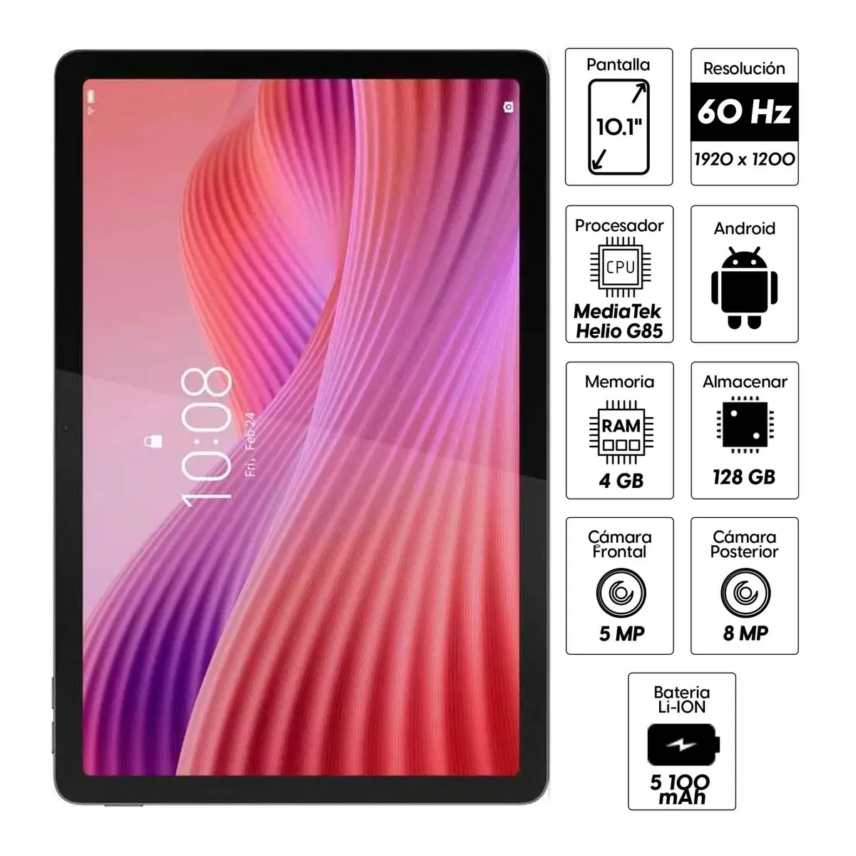 LENOVO - Tablet Lenovo Tab 10.1" LTE 128/4GB 8/5MP gris + Folio