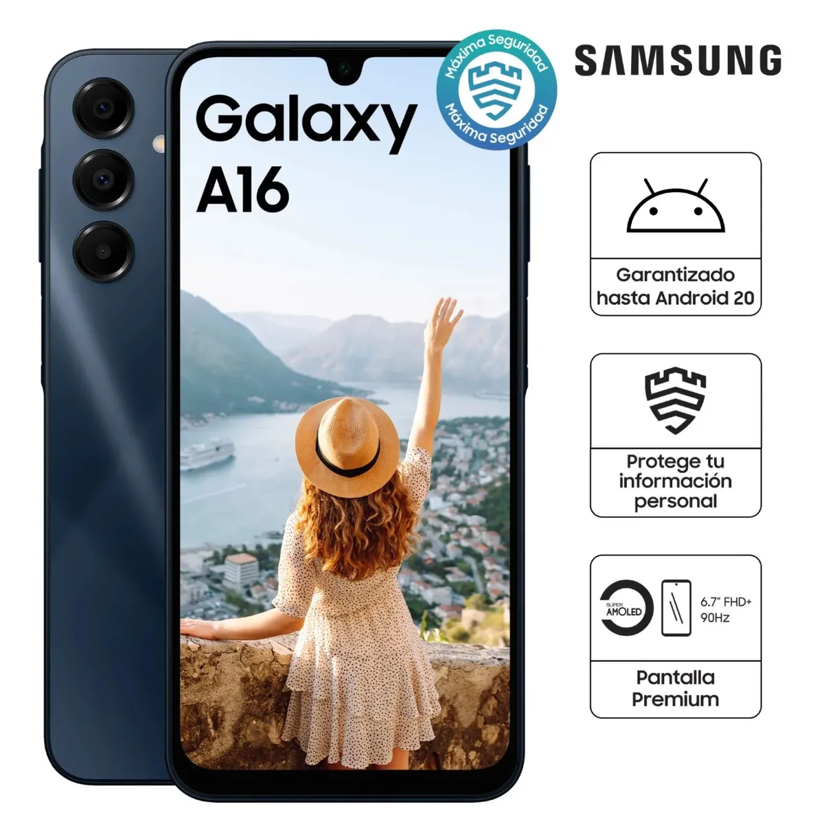 SAMSUNG - Celular Samsung Galaxy A16 128 Gb 4 Gb Ram negro