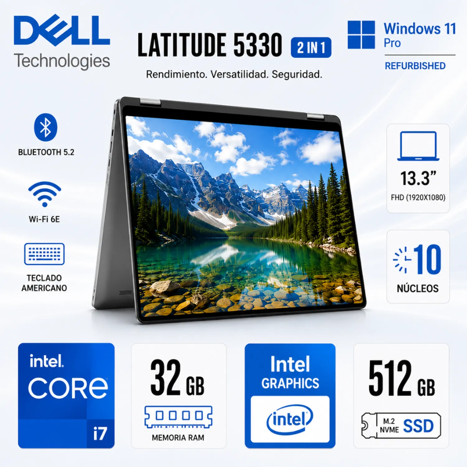 Laptop DELL LATITUDE 5330 2 IN 1 CORE I7-1265U 512GB 32GB DDR4