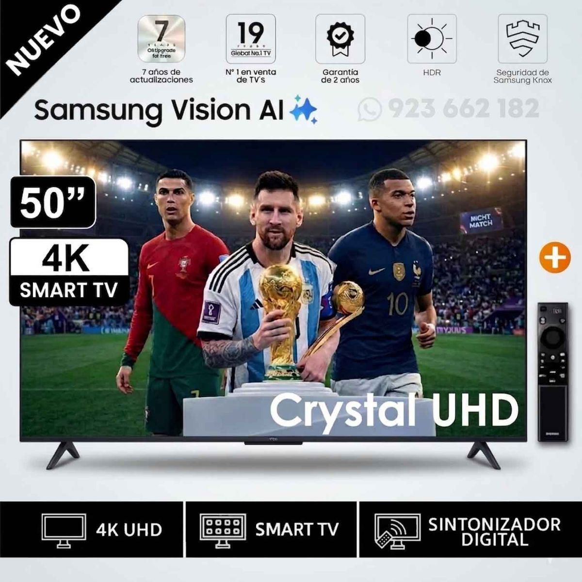SAMSUNG - Televisor Samsung 50 Crystal UHD UN50U8000FGXPE Smart TV Modelo 2025 - Negro