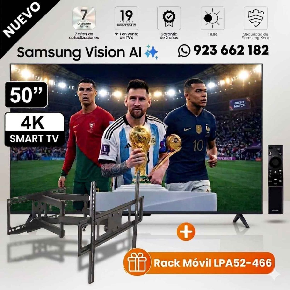 SAMSUNG - Televisor Samsung 50 Crystal UHD UN50U8000FGXPE Smart TV Modelo 2025 - Negro
