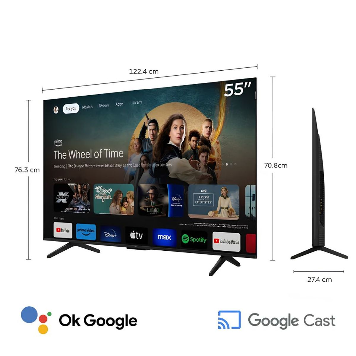 TCL - Televisor TCL QLED 55 4K UHD Smart TV 55P7K- Google TV + Rack Movible