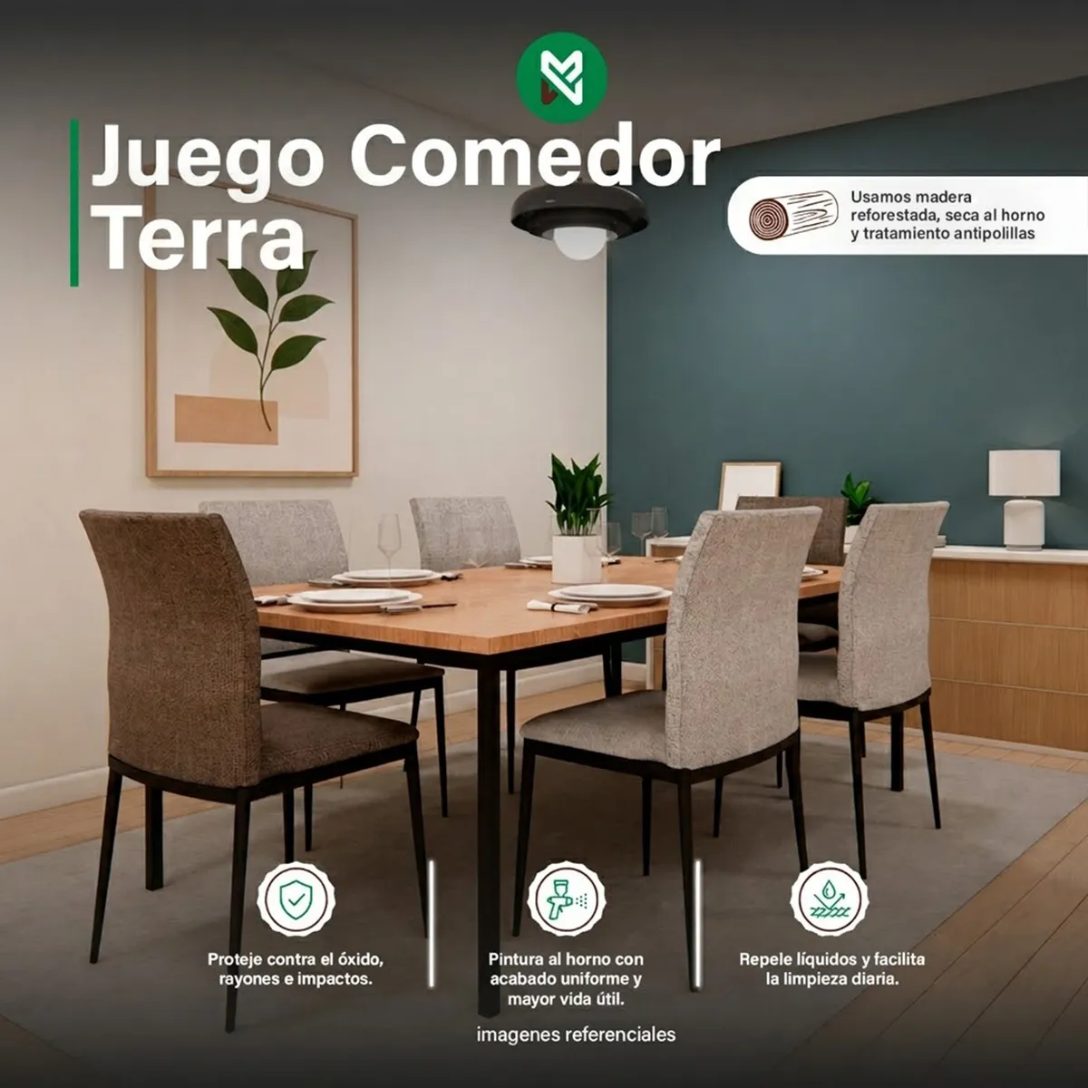 MUEBLES MACRUMO - Juego de Comedor Terra 6 sillas