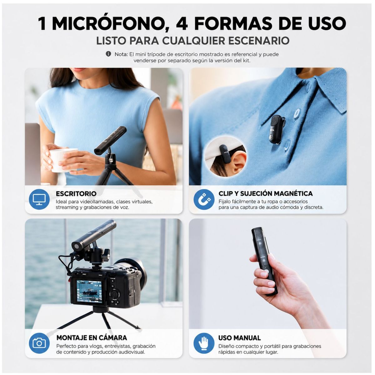 BOYA - Micrófono Inalámbrico USB C Con IA Cancelación De Ruido Alcance 100M Y Estuche De Carga