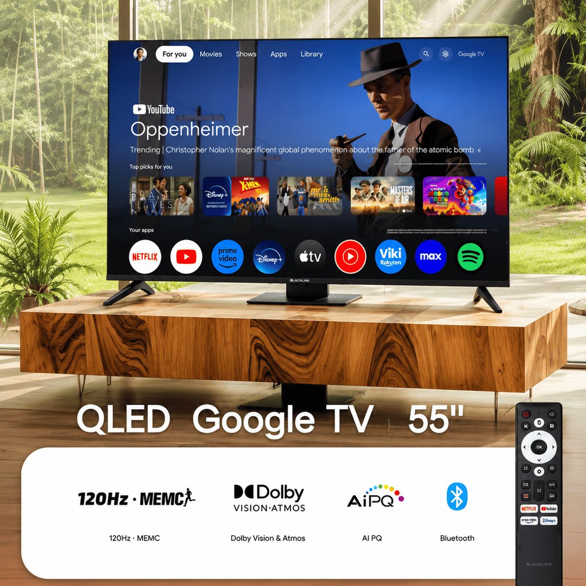 BLACKLINE - Televisor Blackline QLED 55 UHD 4K Smart TV BL55-T6210QD