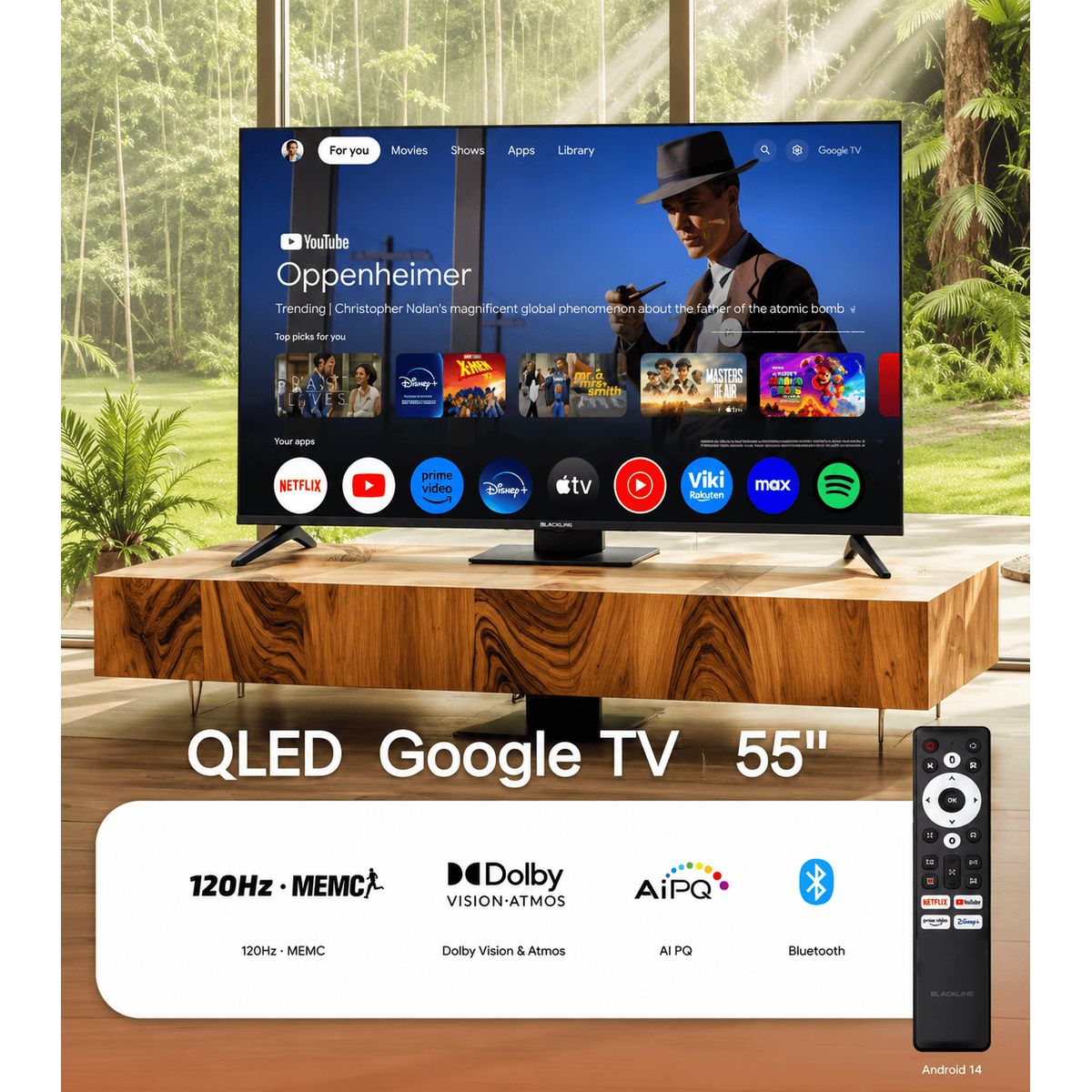 BLACKLINE - Televisor Blackline QLED 55 UHD 4K Smart TV BL55-T6210QD