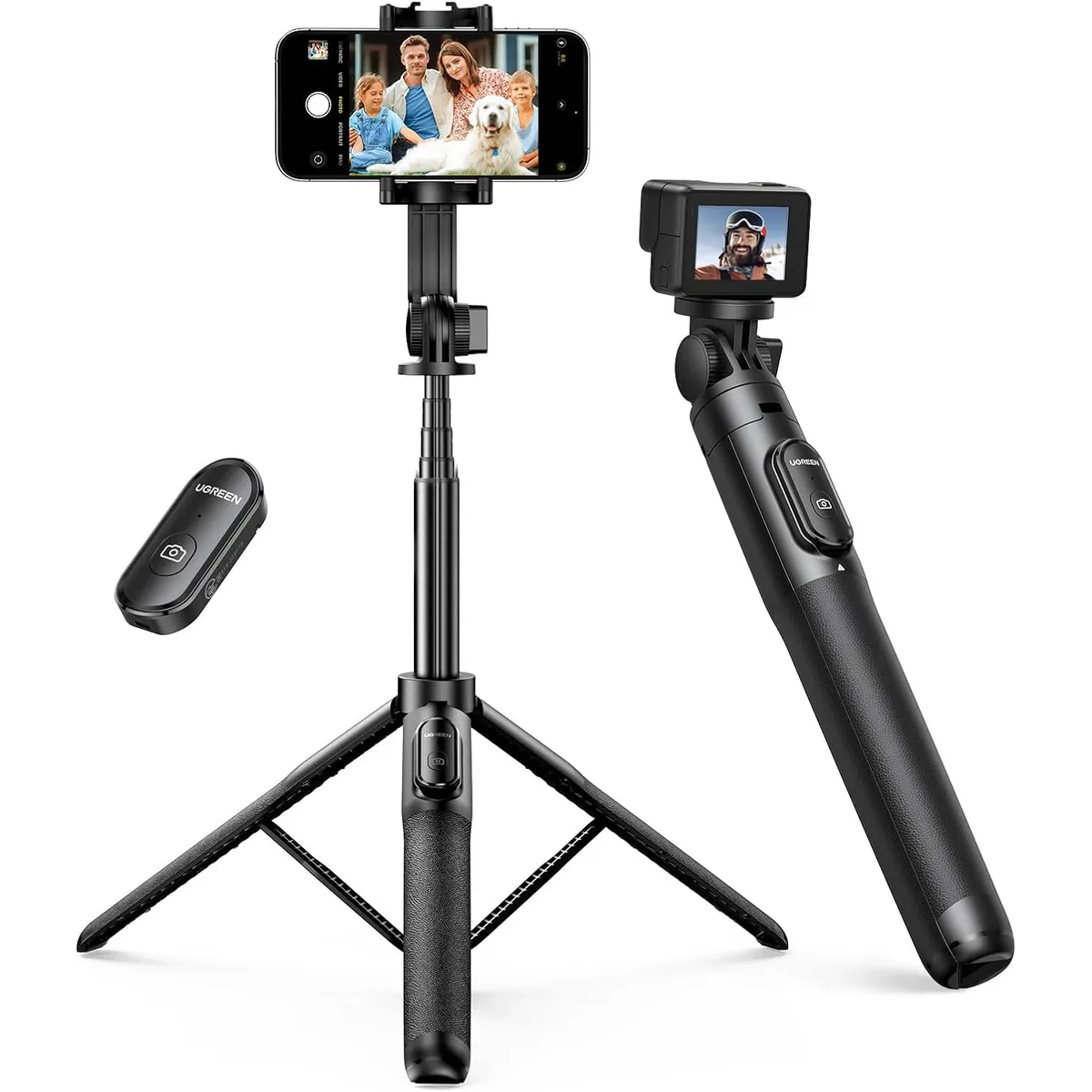 Trípode para selfies UGREEN de 152 cm (60"), extensible, de aleación, control Bluetooth LP586, marca UGREEN - Foto Principal