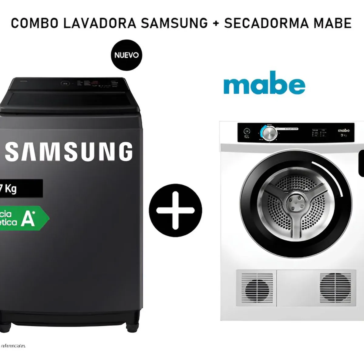 SAMSUNG - Lavadora Samsung Ecobubble 17kg Grafito Wa40f17e7cpe + Secadora Mabe eléctrica 9KG