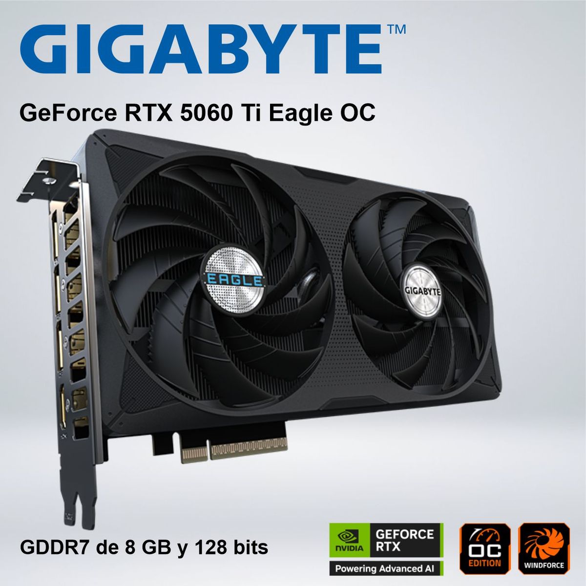 GIGABYTE - TARJETA GRÁFICA - GIGABYTE NVIDIA GEFORCE RTX 5060 TI EAGLE OC - 8GB GDDR7, 128-BIT