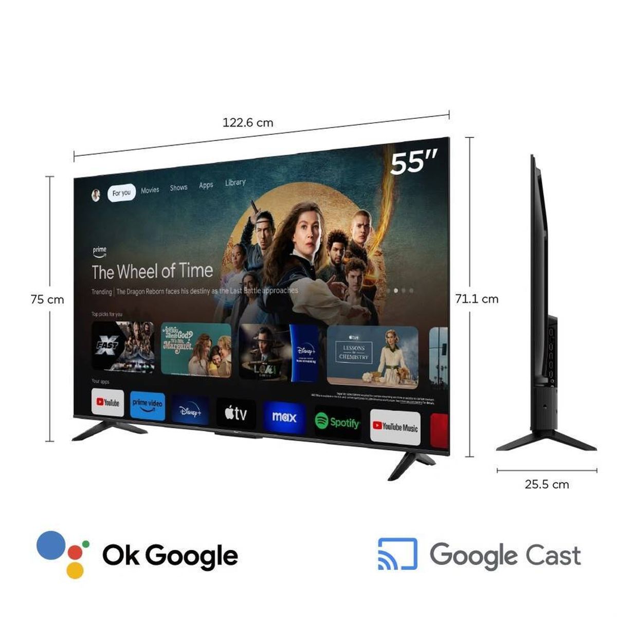 TCL - Televisor TCL 55" Led Smart UHD 4K Google Tv 55V6C