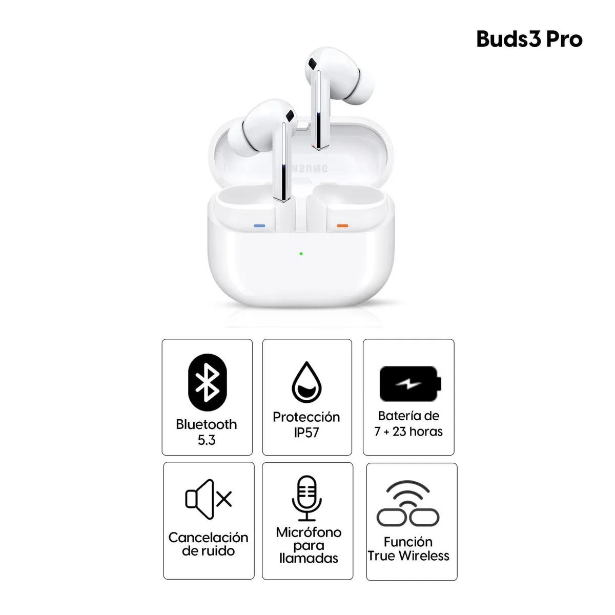 SAMSUNG - Audífonos Bluetooth Samsung Galaxy Buds 3 Pro ANC IP57 Blanco