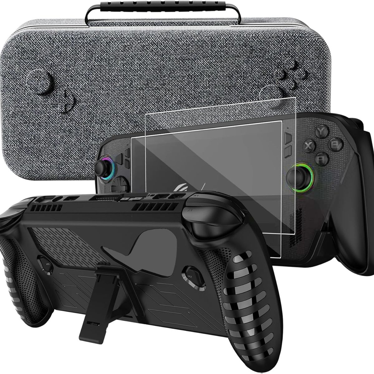 GENERICO - Estuche Rígido de Viaje + Funda TPU + Mica Compatible con ASUS ROG Ally y Ally X