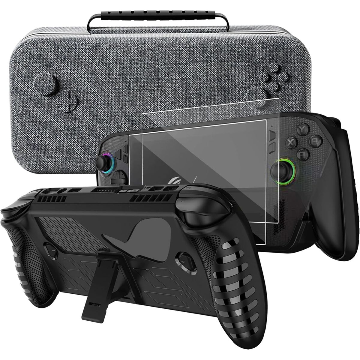 GENERICO - Estuche Rígido de Viaje + Funda TPU + Mica Compatible con ASUS ROG Ally y Ally X