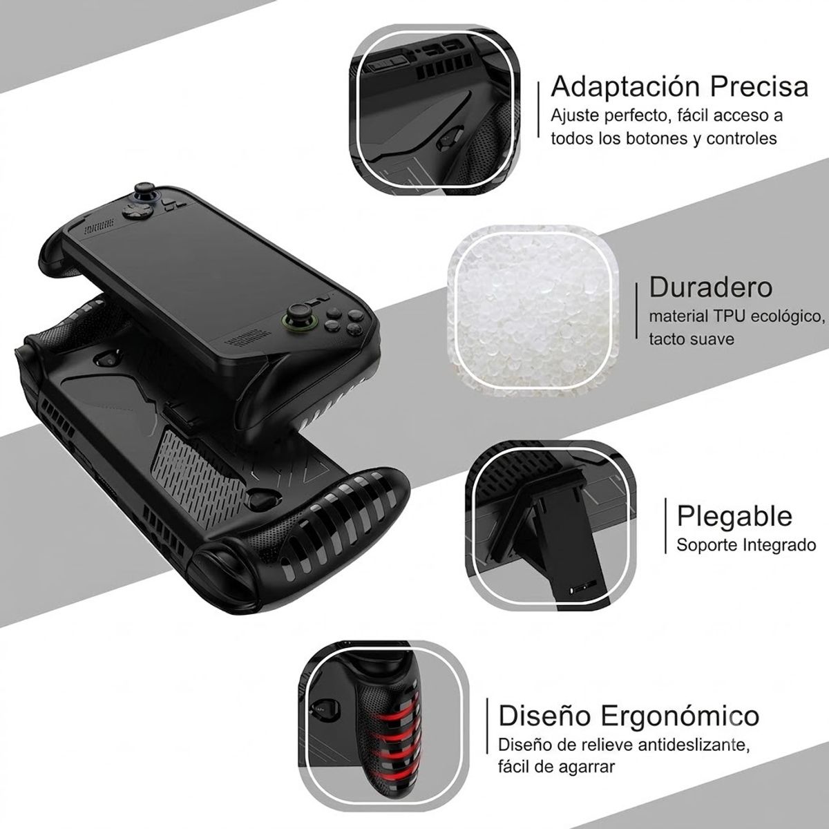 GENERICO - Estuche Rígido de Viaje + Funda TPU + Mica Compatible con ASUS ROG Ally y Ally X