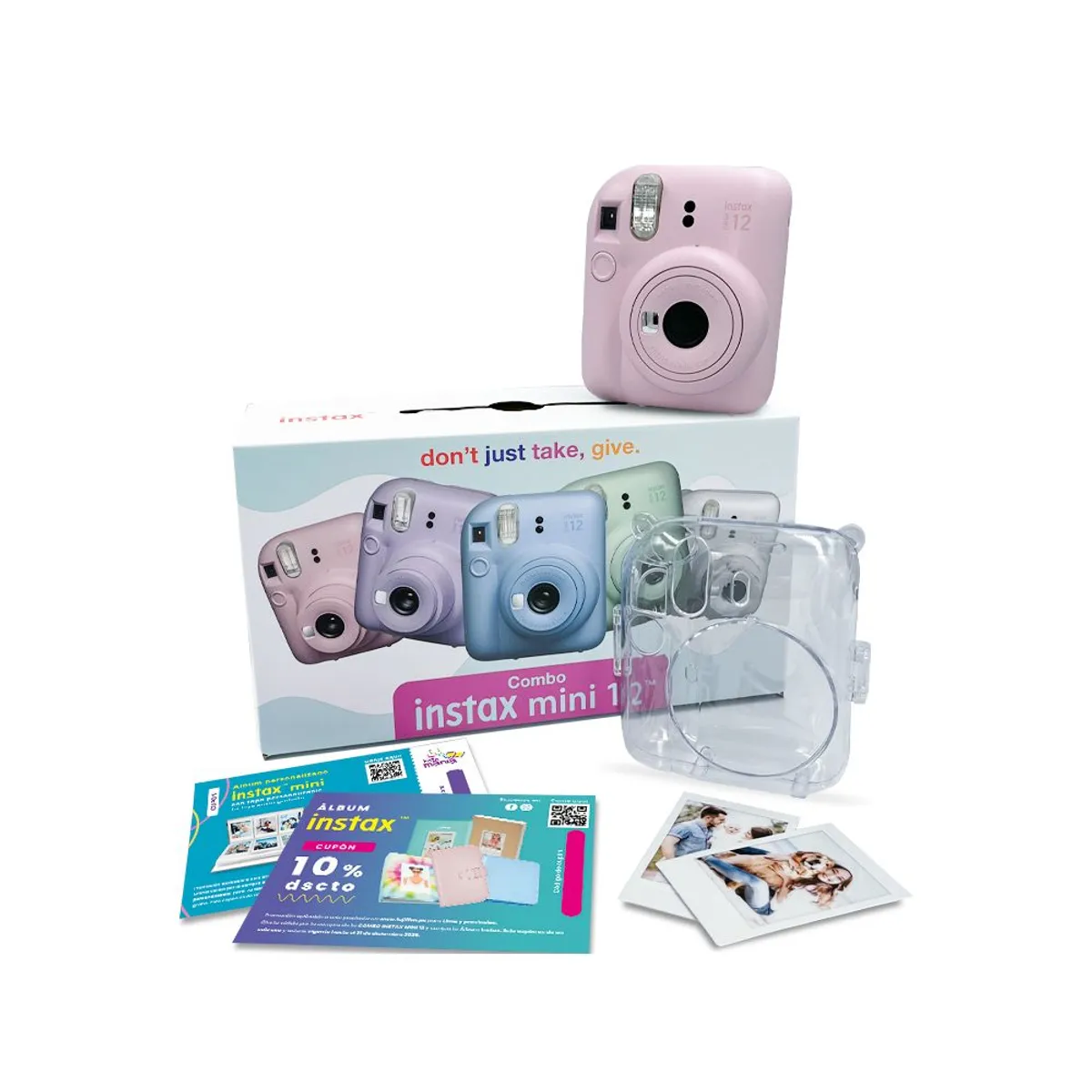 Fujifilm - Cámara instax Fujifilm Mini12 Rosa Flor + Pack10 + Estuche + II Cupón