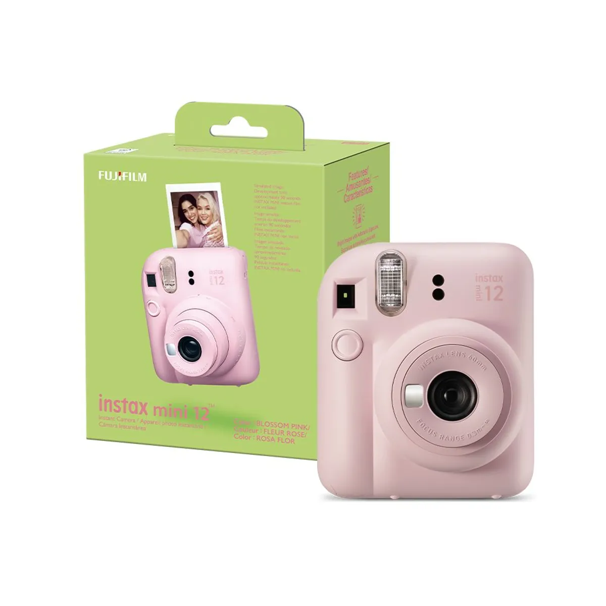 Fujifilm - Cámara instax Fujifilm Mini12 Rosa Flor + Pack10 + Estuche + II Cupón