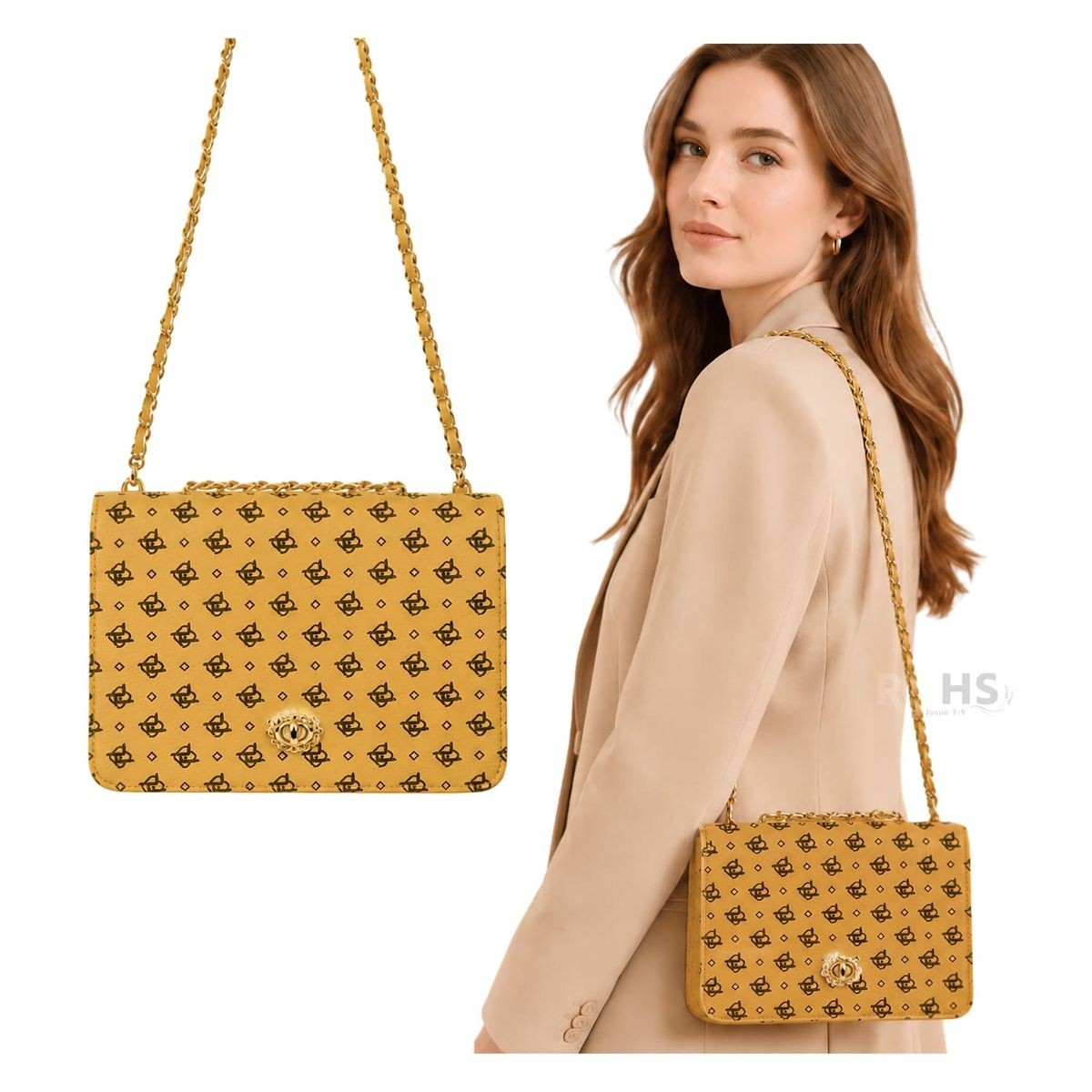 OEM - Cartera Elegante Para Mujer Con Correa De Cadena Y Diseño Beige