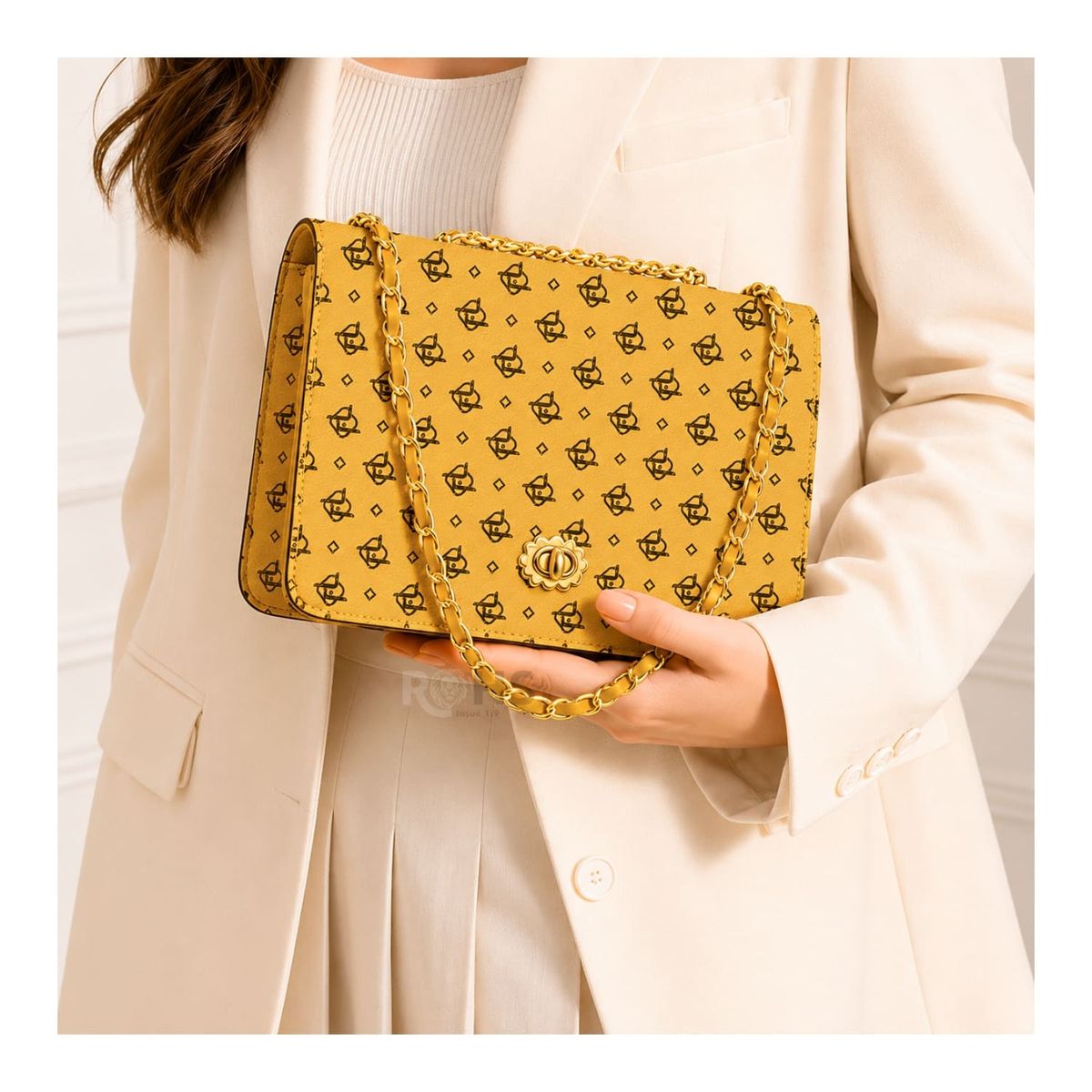 OEM - Cartera Elegante Para Mujer Con Correa De Cadena Y Diseño Beige