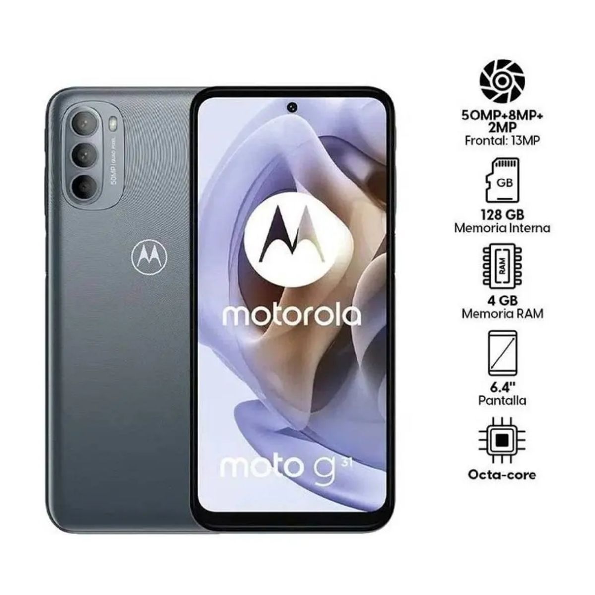 MOTOROLA - Celular Motorola Moto G31  6.42"  Pulg. 4GB RAM 128GB Android 11 - Gris Meteoro