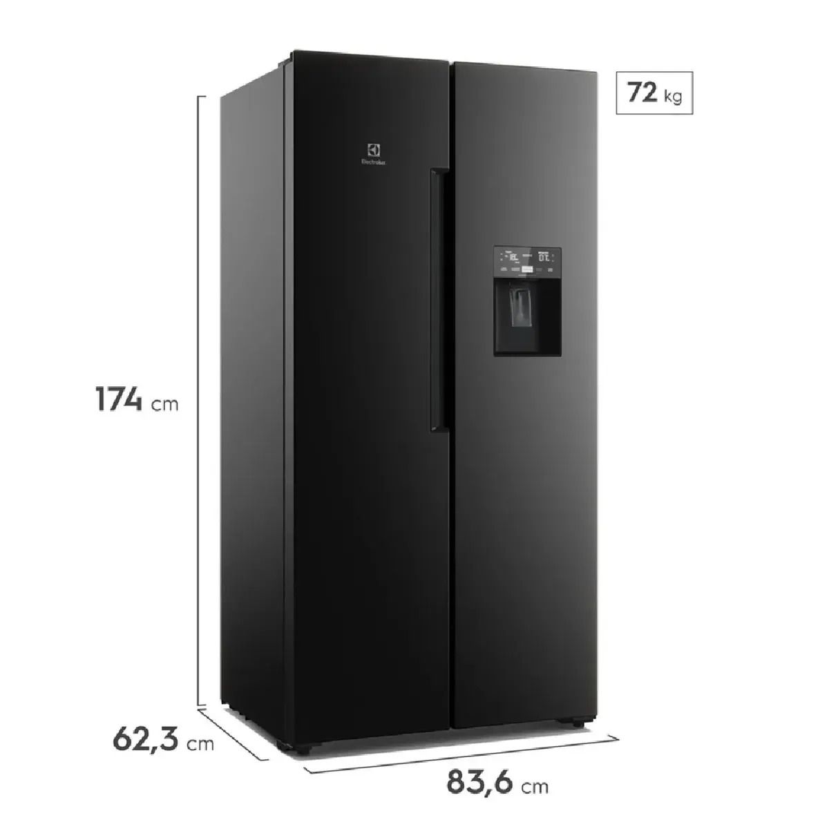 Electrolux - Refrigeradora Electrolux Side By Side 419L Negro ERS45F2P5EB