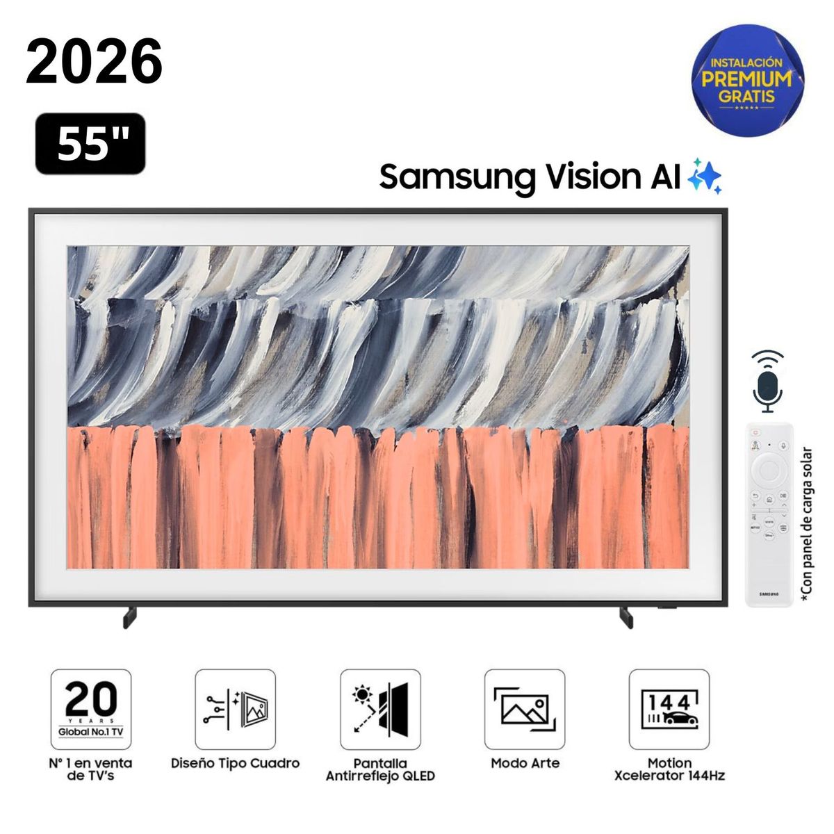 SAMSUNG - Televisor Samsung The Frame 55" Qled 4k Vision AI Smart TV 55LS03HE - Nuevo 2026