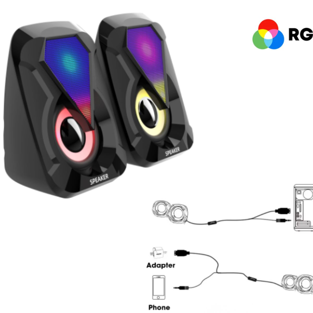 Parlante para PC con Luz RGB E 1053, marca GENERICO - Foto Principal