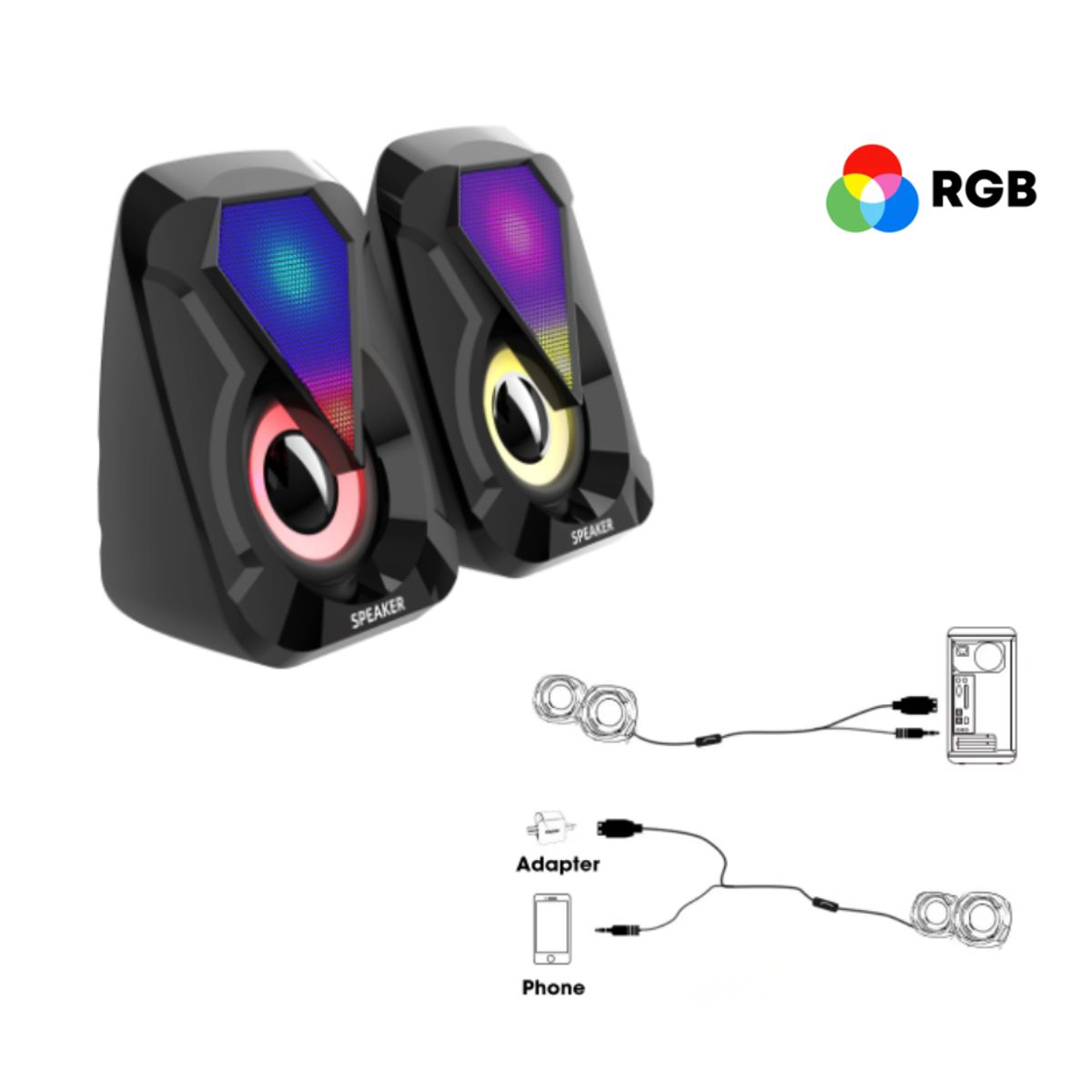 Parlante para PC con Luz RGB E 1053, marca GENERICO - Foto Principal