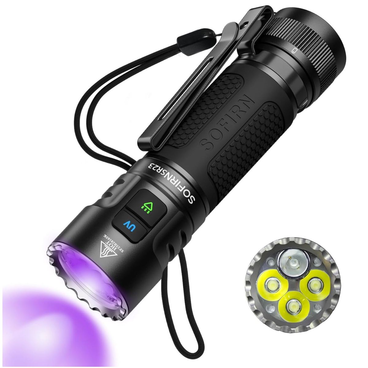 OEM - Linterna LED Compacta Alto Brillo 3300 Lúmenes Con Luz Ultravioleta 365nm Para Uso Profesional