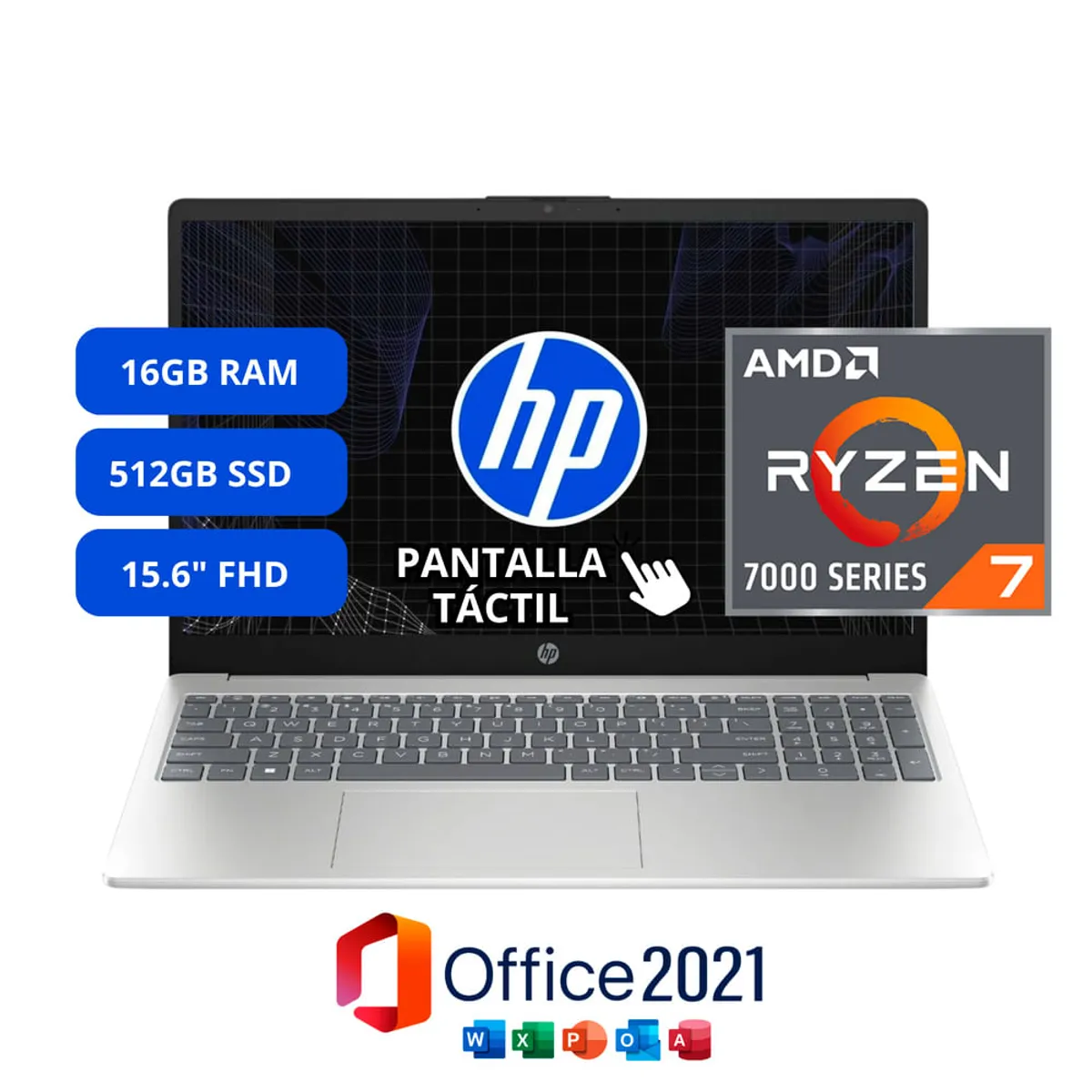 HP - Laptop HP B8LA8UA 15.6" AMD Ryzen 7 7730U 512GB SSD 16GB RAM AMD Radeon Graphics Windows 11 natural silver