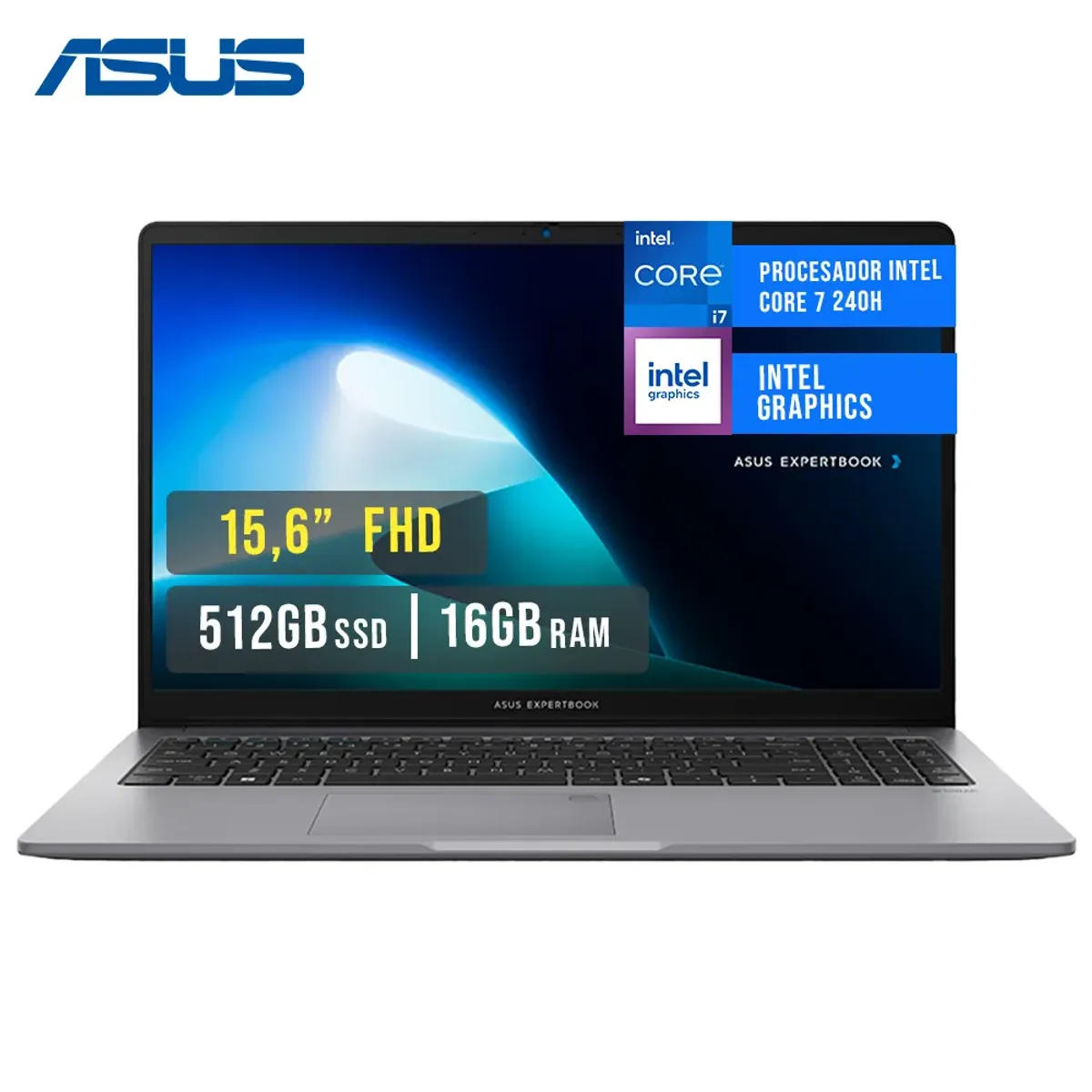 ASUS - Laptop ASUS ExpertBook P1503CVA 15.6" FHD IPS Intel Core 7 240H 16GB DDR5 512GB SSD WiFi 6 FREEDOS.