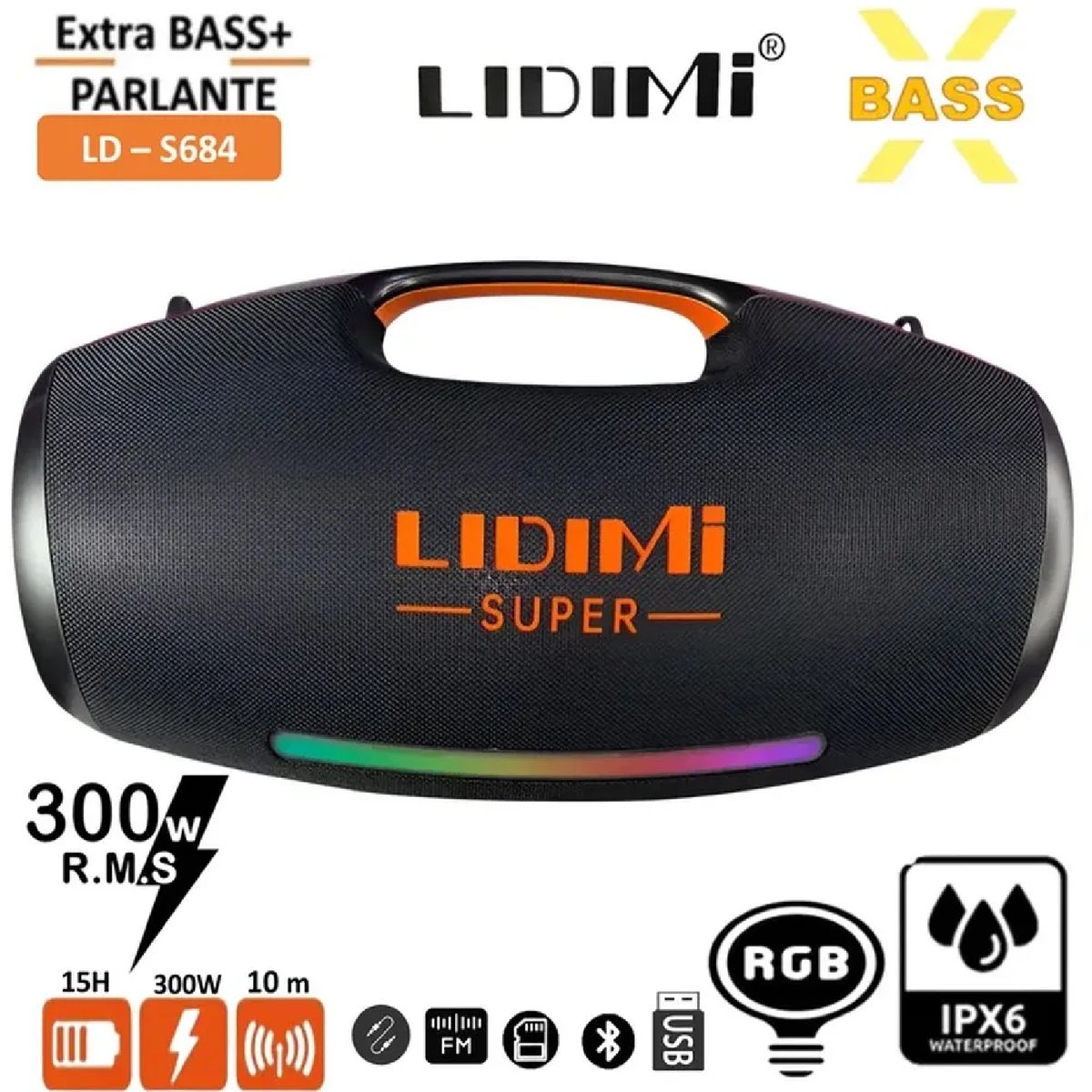 LIDIMI - Parlante Bluetooth Lidimi Super LD-S684 X-Bass 300W
