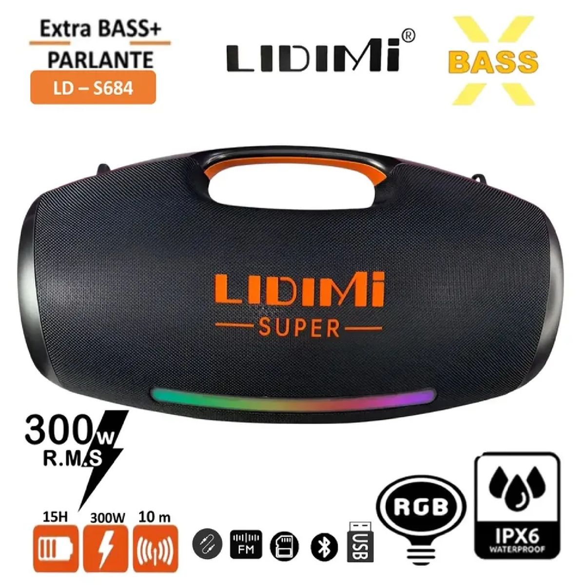 LIDIMI - Parlante Bluetooth Lidimi Super LD-S684 X-Bass 300W