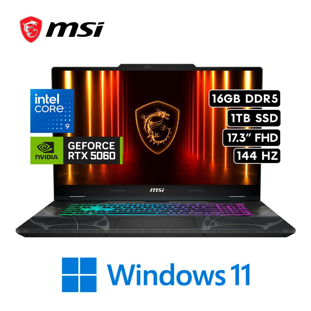 Msi - MSI CYBORG 17 - Intel CORE 9 270H RAM 16GB 1TB SSD RTX 5060 8GB 17.3″ FHD 144HZ W11 HOME.