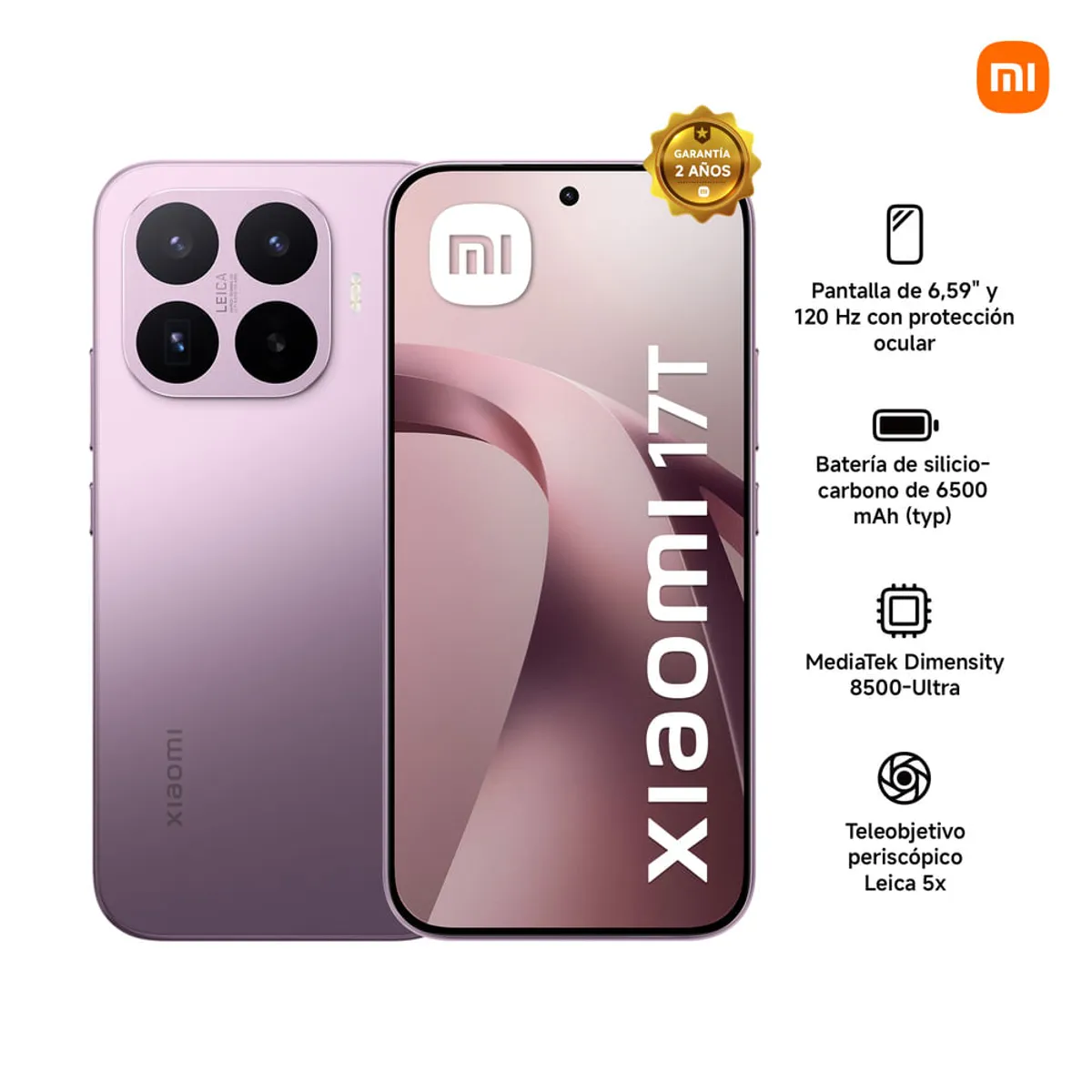 XIAOMI - Celular Xiaomi 17T 512GB 12GB RAM 50MP púrpura + Tag.