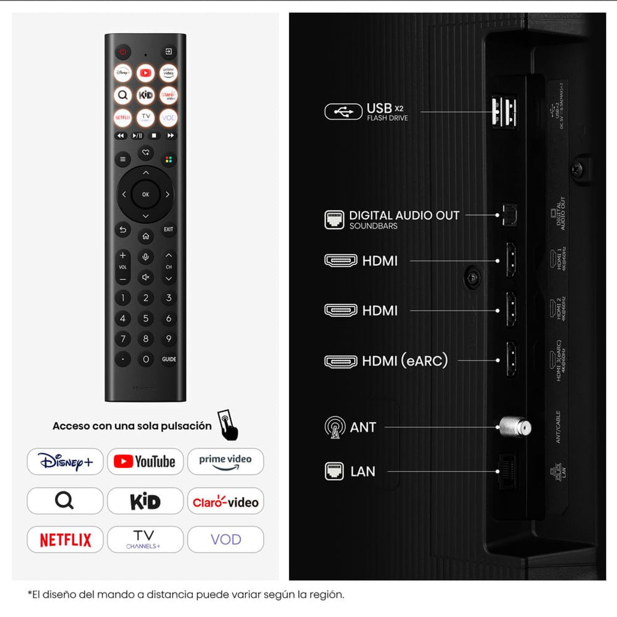 Hisense - Televisor smart Hisense 55 4K UHD Hi QLED Vidaa 55QD5SV