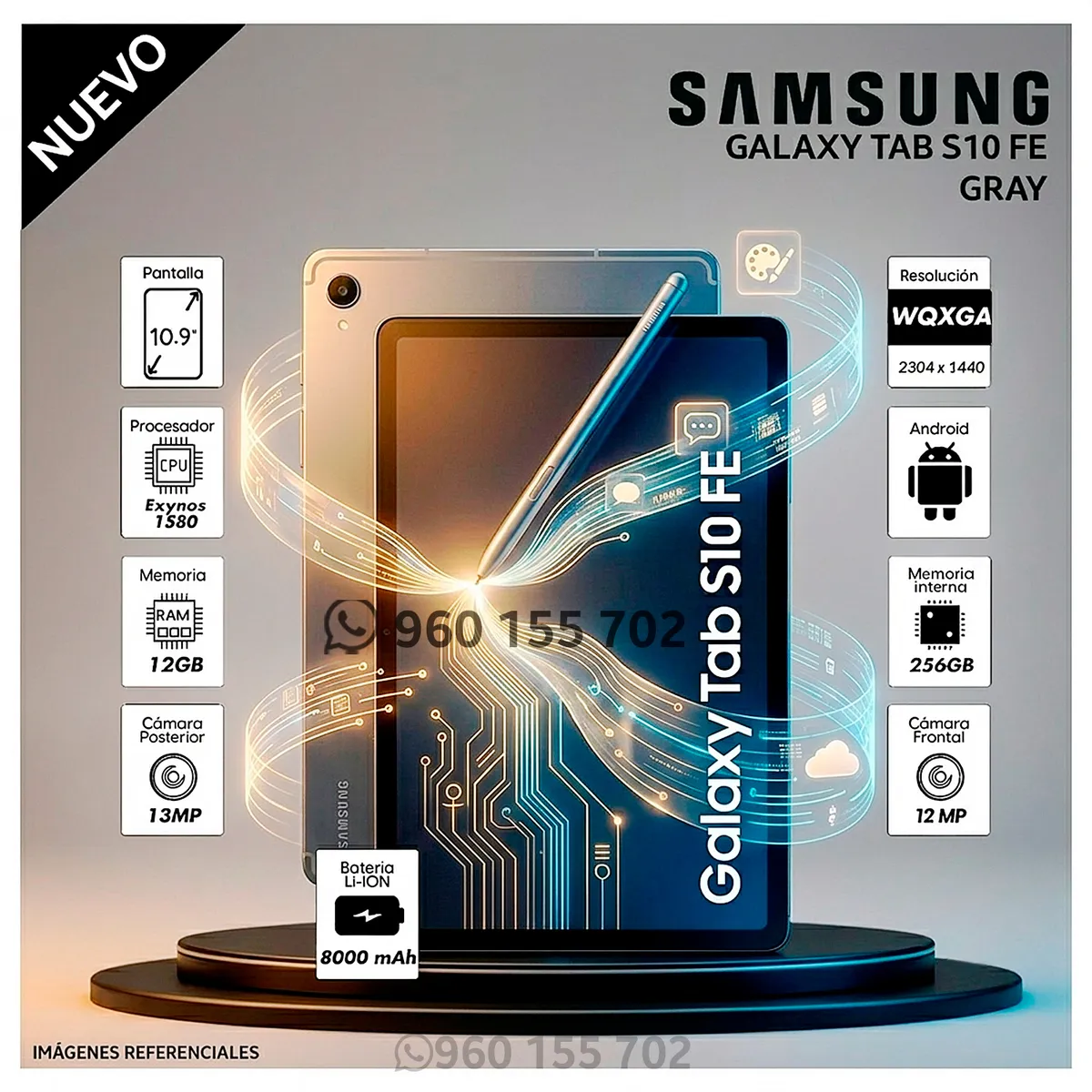 SAMSUNG - Tablet Samsung Galaxy Tab S10 FE WUXGA 10.9 pulg. 256GB 12GB RAM - GRAY