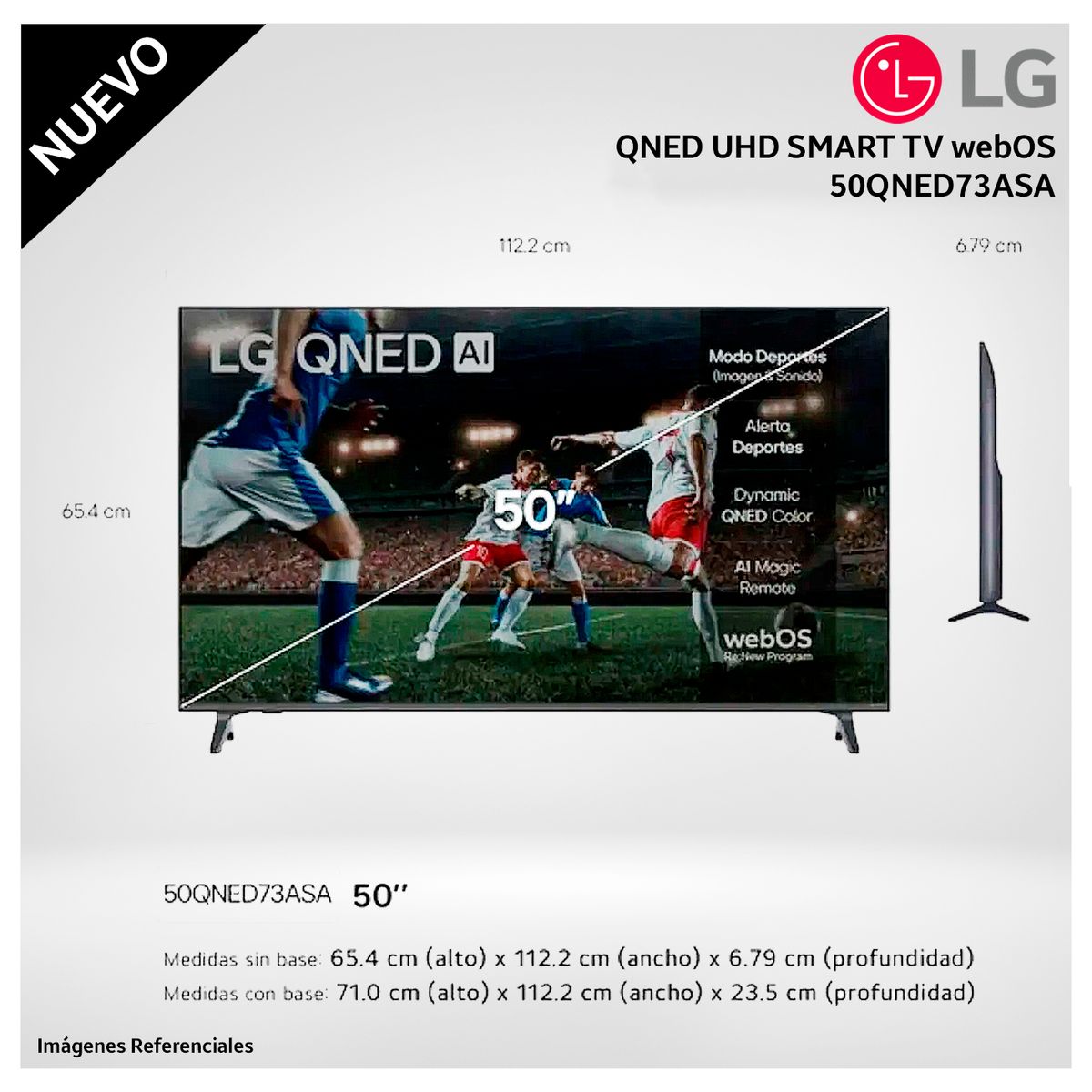 LG - Televisor LG 50 4K QNED ThinQ Ai Smart TV webOS 50QNED73ASA 2026 - Modelo nuevo
