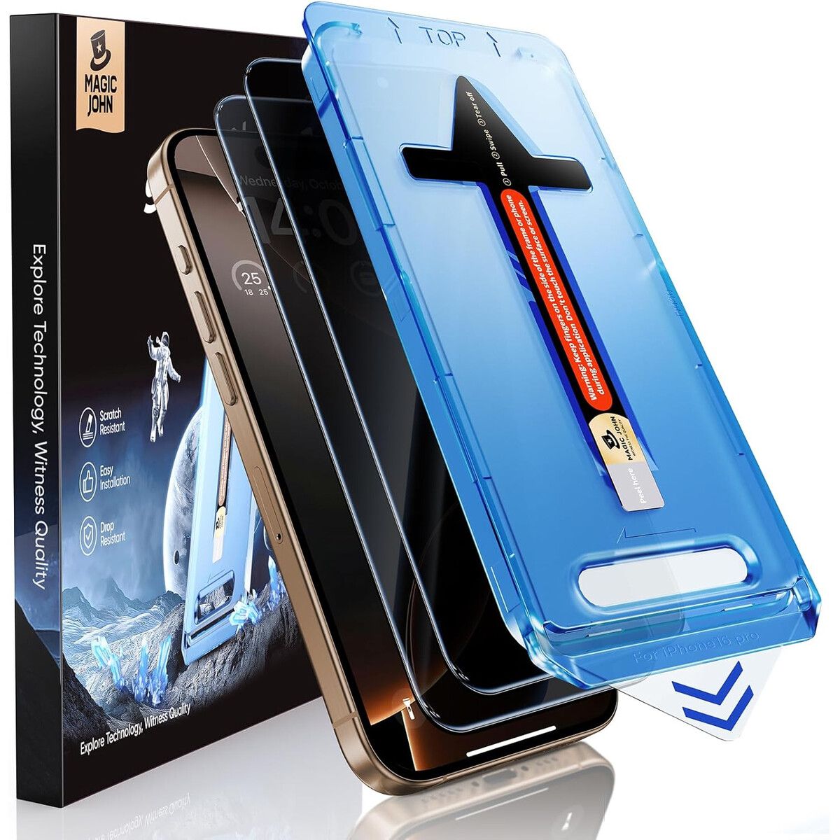 GENERICO - Protector Pantalla Magic John iPhone 16 Pro 6.3 Privacidad 2 Pack
