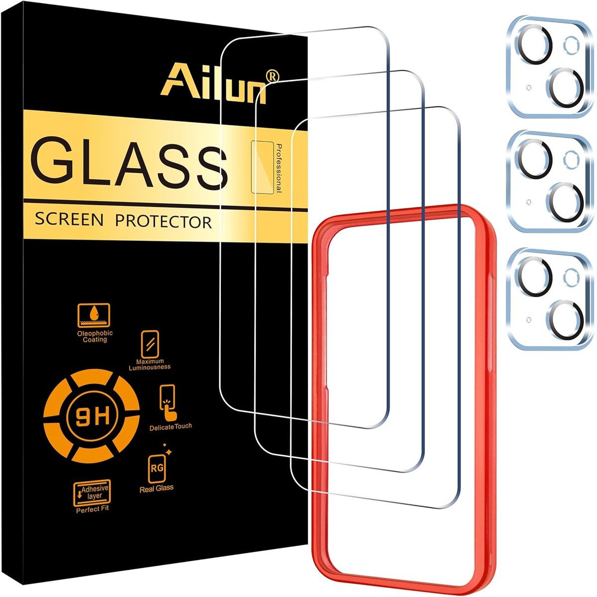 GENERICO - Protector Pantalla Vidrio Ailun iPhone 15 6.1 3 Pack Lente